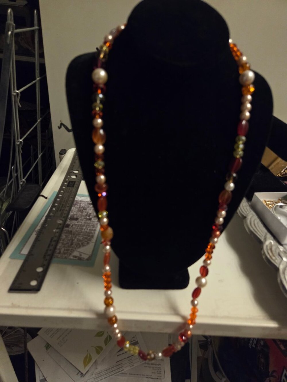 Red & orange crystal necklace no clasp